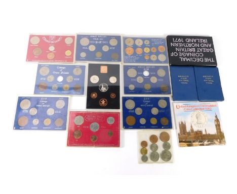 A United Kingdom uncirculated coin collection 1982, the decimal coinage of Great Britain and Northern Ireland 1971, the first