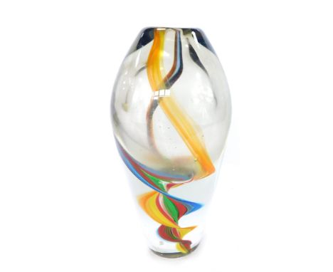 A Murano art glass vase, of ovoid form, with multicoloured twist decoration, 24cm high.