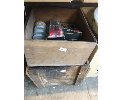 2 wooden boxes with various tools 