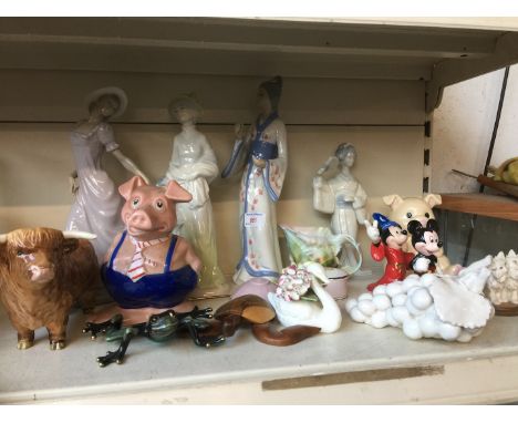 Selection of china ornaments and figures inc. one Nao figure 