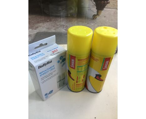 2 unused Babyliss replacement energy cells and 2 Swan unused gas lighter refills 