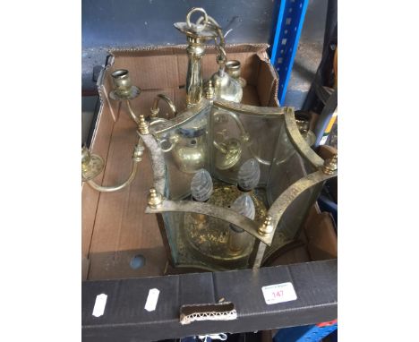 A brass light fitting 