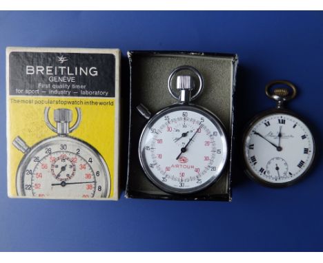 A boxed  Breitling 'Airtour' pocket stop watch No. 04556, originally used by a civial aviation pilot working for CFS Ltd of M