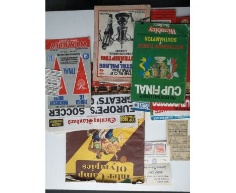 Seven Southampton football programmes from the 1960's and 70's, a 1968 Benfica v. Manchester United programme with ticket and