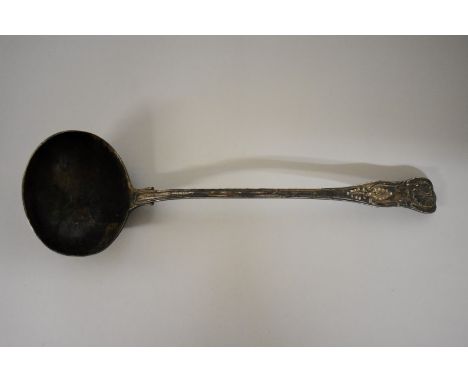 A Victorian silver Queens pattern soup ladle, by Chawner &amp; Co (George William Adams),&nbsp;London 1845, 34cm long, 302g. 