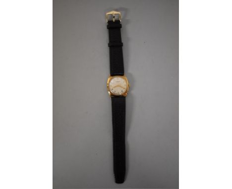 A vintage Benson 9ct gold manual wristwatch, 29mm, on replacement leather strap, with box. 