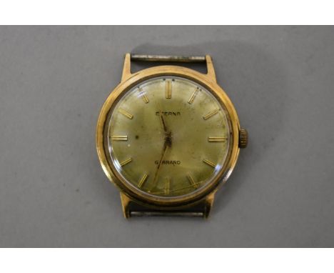 A circa 1966 Eterna 'Garrard' 9ct gold manual wristwatch, 34mm, cal 1408, no strap. 