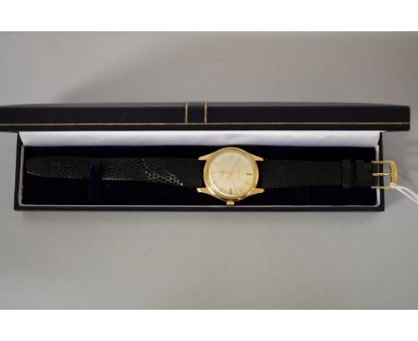 A 1960s Jaeger LeCoultre 'Asprey'&nbsp;9ct gold&nbsp;automatic wristwatch, 34mm, Cal K880, on replacement leather strap. Does