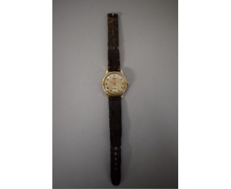A 1950s Rotary 'Maximus' 9ct gold manual wind wristwatch, 31mm, ref 76, on later leather strap. 