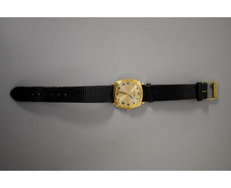 A circa 1965 IWC 18k gold manual wind wristwatch, 31mm, Cal&nbsp; 422, on replacement leather strap with IWC clasp. 