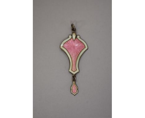 A Murrle Bennett silver and enamel pendant, Birmingham 1909, 5.5cm long. 