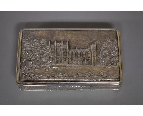 A William IV silver 'Newstead Abbey'&nbsp;snuff box,&nbsp;by Nathaniel Mills,&nbsp;Birmingham 1836, 82 x 53mm, 86g.