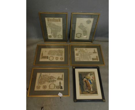 Five 18th century City of London ward maps engraved by B. Cole, including Billingsgate War, 37 x 23cm, together with a hand-c