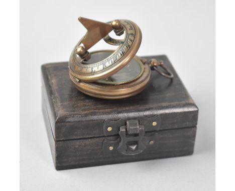 A Reproduction Cased Pocket Combination Compass and Sundial, 4.5cms Diameter