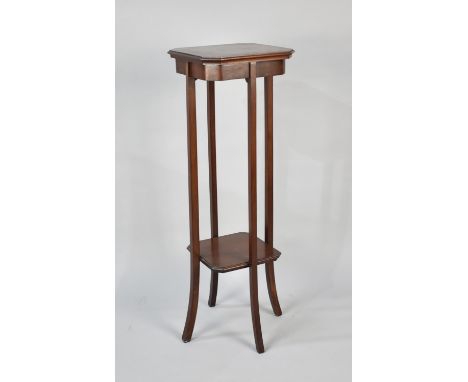An Edwardian Mahogany Jardiniere Stand with Square Stretcher Shelf, 100cms High
