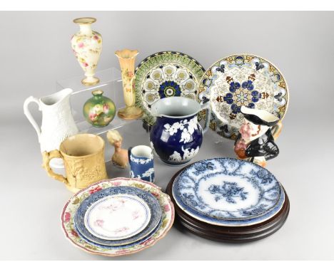 A Collection of Various 19th and 20th Century Ceramics to Comprise French Rose Pattern Vase, Royal Worcester Blush Ivory Vase