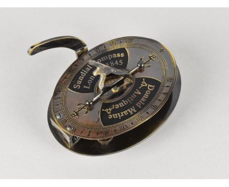 A Combination Sundial Compass as made by Donald Marine Antique, London 1845, 11.5cms Long