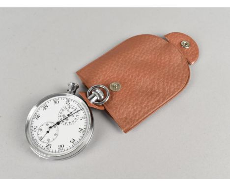 A Mid 20th Century Heuer Gubblin Stopwatch with Two Subsidiary Dials, Nickel Case