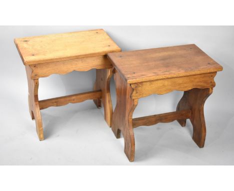 A Pair of Vintage Rectangular Stools, Each 48x28cms