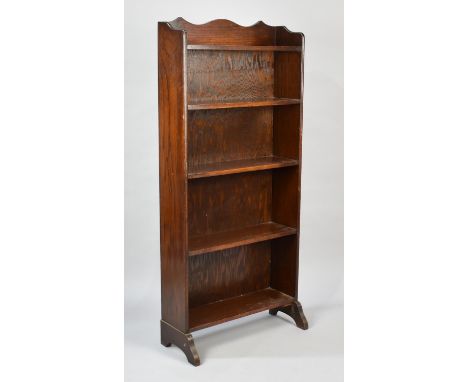 A Mid 20th Century Oak Four Shelf Open Galleried Bookcase, 56cms Wide and 124cms High