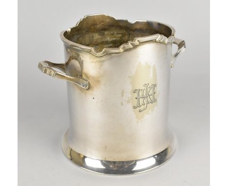 A Silver Plated "Arundel Plate" Two Handled Bottle Coaster Monogrammed HJK, 14.5cms High