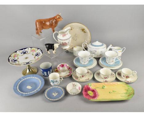 A Collection of Various 19th and 20th Century Ceramics to Comprise George Granger (1801-1889) Worcester Plate, Aynsley Flying
