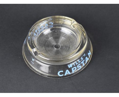 A Vintage Advertising Glass Ashtray for Wills's Capstan, 12.5cms Diameter