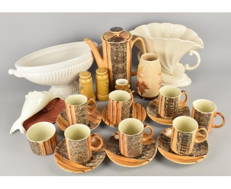A Collection of Ceramics to Comprise a Price Bark Effect Coffee Set to Comprise Coffee Pot (Finial Glued), Six Cups, Six Sauc
