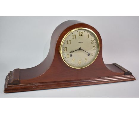 An American Mahogany Shaped Napoleon Hat Mantel Clock by The Waterbury Clock Company, 56cmss Wide