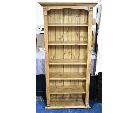 A Modern Pine Five Shelf Open Bookcase, 85cms Wide