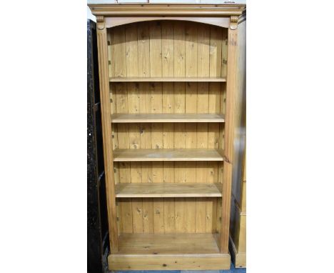 A Modern Pine Four Shelf Open Bookcase, 100cms Wide
