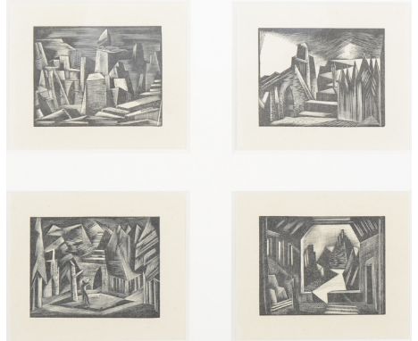 Paul Nash, Das Rheingold; Die Walkure Siegfried, Gotterdammerung, from Wagner's Music Drama of the Ring, four monochrome wood