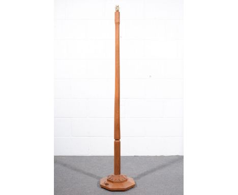 Bob 'Wrenman' Hunter of Thirlby, a standard lamp, adzed oak, octagonal column on carved splayed base, with carved signature W