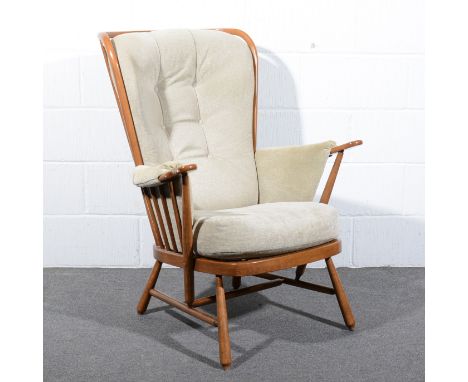 Ercol, a Tall Back Easy chair, model 478, honey stained beech frame, loose cushion, height 102cm