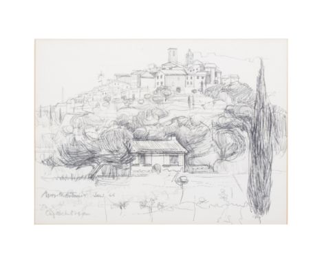 Elizabeth Organ, Alpes Maritimes, pen and pencil sketch,signed and dated Jan '65,19.5cm x 25.5cm.Artist's Resale Rights are a