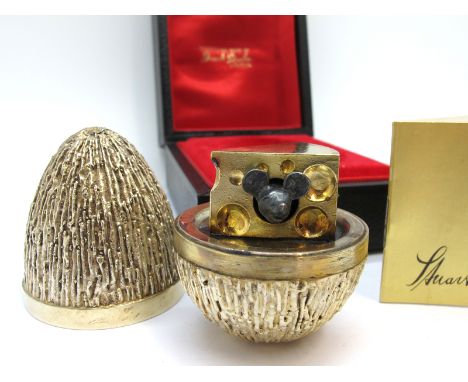 Stuart Devlin, A Hallmarked Silver Gilt Limited Edition Novelty Egg, Stuart Devlin, London 1971, of allover textured design, 