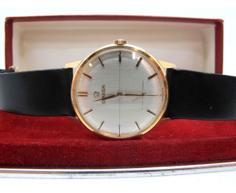 Omega; A Vintage Gent's Wristwatch, the signed circular dial with line markers and subsidiary seconds dial, the movement stam