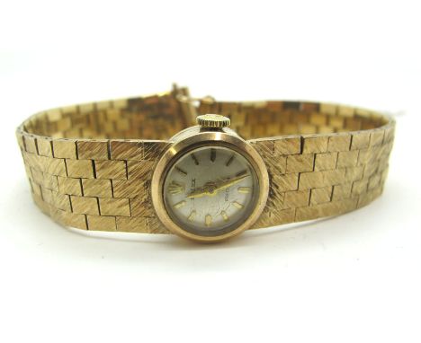 Rolex; A Vintage 9ct Gold Cased Ladies Wristwatch, the signed dial with line markers, the movement stamped "Rolex" "Swiss", w