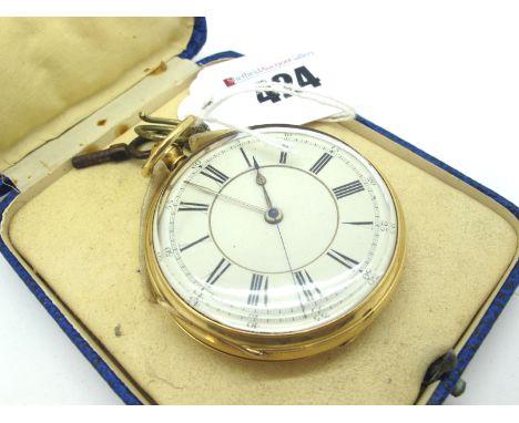 A Chester Hallmarked 18ct Gold Cased Openface Pocketwatch, the dial with black Roman and Arabic numerals and centre seconds w