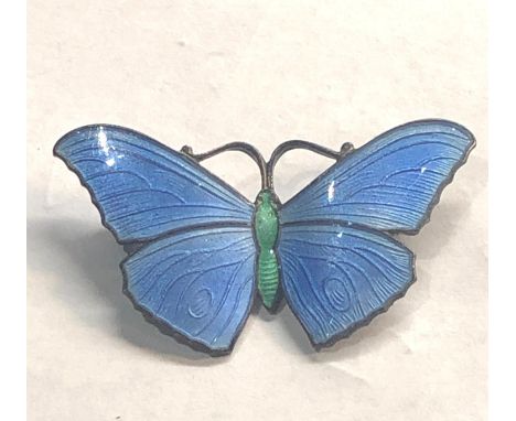 Vintage silver and enamel butterfly brooch measures approx 38mm wide in good condition 