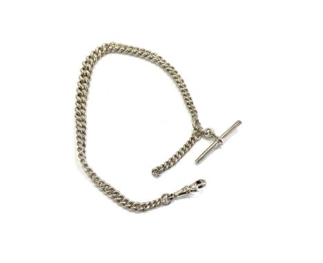 Antique silver Albert chain, this item has been cleaned, total approximate weight:3 9.5g, silver hallmarks 