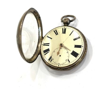 Antique gents hallmarked .925 sterling silver open faced fusee pocket watch Key-Wind spares and repairs Maker - R.R Snow Hare