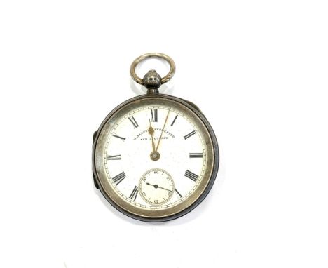 Vintage gents hallmarked .925 sterling silver opened faced pocket watch  key-wind spares and repairs w/ white enamel dial, pa