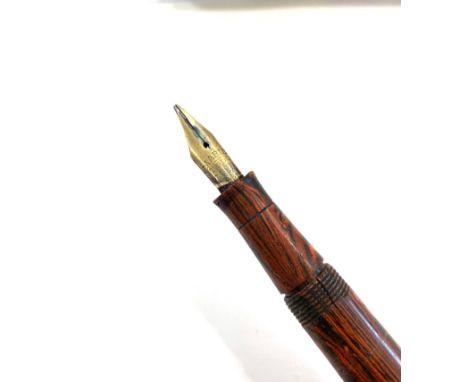 Vintage Mabie Todd swan self filler wood effect fountain pen w/ 14ct gold nib, boxed item is in vintage condition  Signs of a