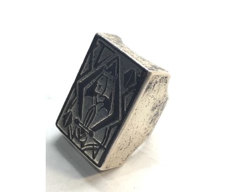 Large vintage oversize silver king ring full silver hallmarks uncleaned condition front measures 35mm by 25mm weight 51g 