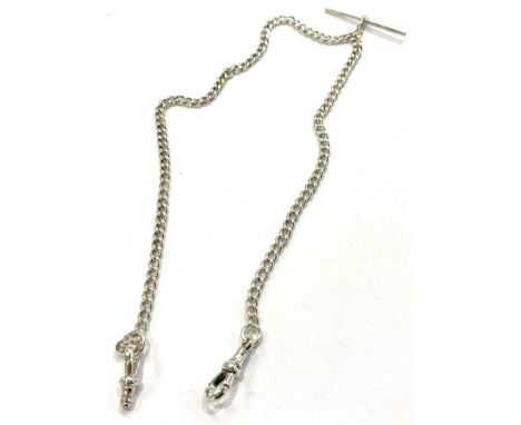 Antique silver Albert chain, this item has been cleaned, total approximate weight: 22.4g, clasp damage 