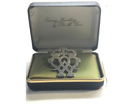 Original boxed vintage Scottish silver Luckenbooth love token brooch made in Luckenbooth by Ola m Gorie  good original condit