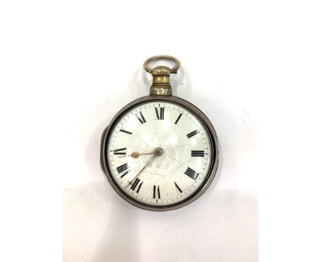 Antique gents hallmarked .925 sterling silver fusee verge pair cased pocket watch key-wind  working (No warranty given) w/ bl