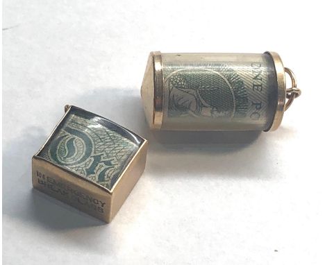 2 vintage 9ct gold one pound not charms both in good vintage condition 