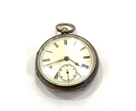 Vintage gents hallmarked .925 sterling silver open faced pocket watch  key-wind  working (No warranty given) w/ white enamel 